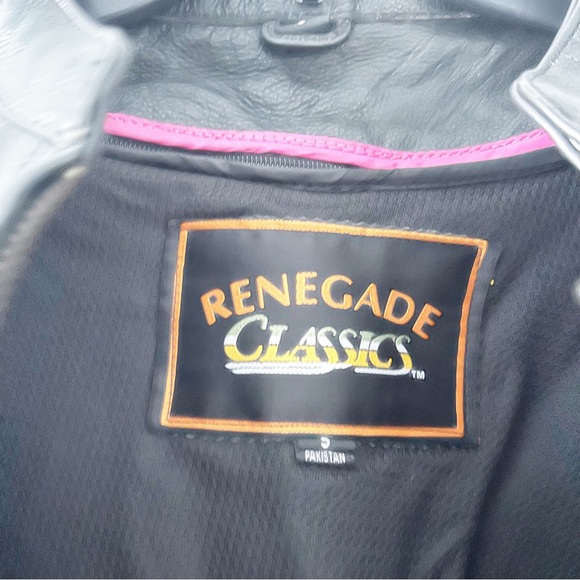 Vintage Renegade Classics Leather Hot Pink Wings Black Biker Moto Jacket Small - Picture 9 of 16